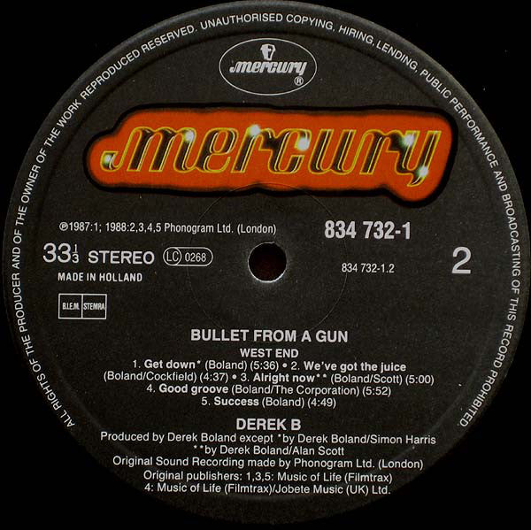 Derek B : Bullet From A Gun (LP, Album)