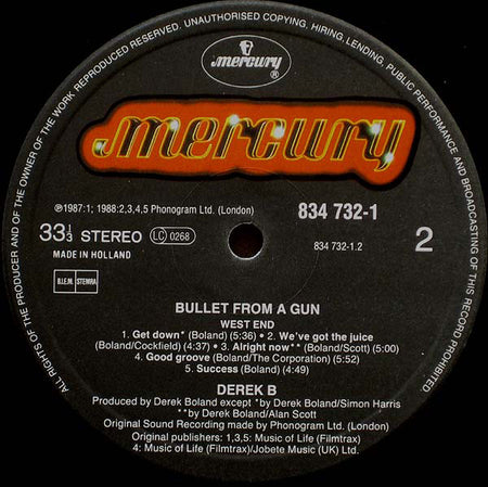 Derek B : Bullet From A Gun (LP, Album)