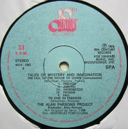 The Alan Parsons Project : Tales Of Mystery And Imagination (LP, Album)