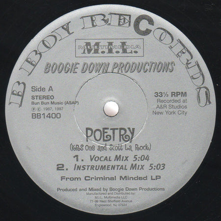 Boogie Down Productions : Poetry / Elementary (12", RE)