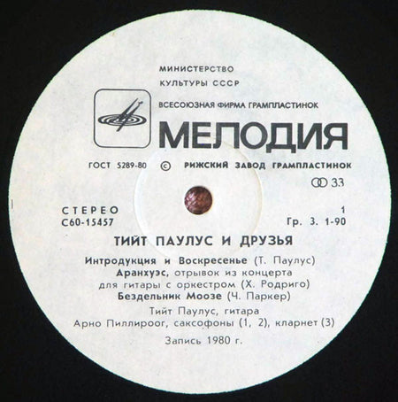 Tiit Paulus : Tiit Paulus Ja Sõbrad = Тийт Паулус И Друзья = Tiit Paulus And Friends (LP, Album, Whi)