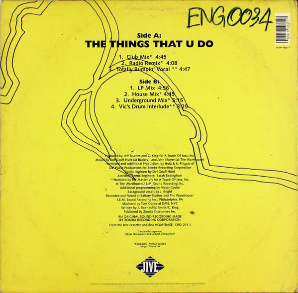DJ Jazzy Jeff & The Fresh Prince : The Things That U Do (12", Single)