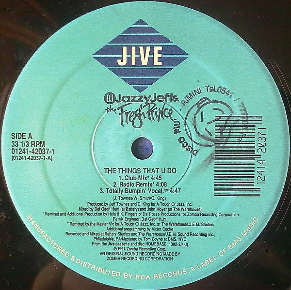 DJ Jazzy Jeff & The Fresh Prince : The Things That U Do (12", Single)