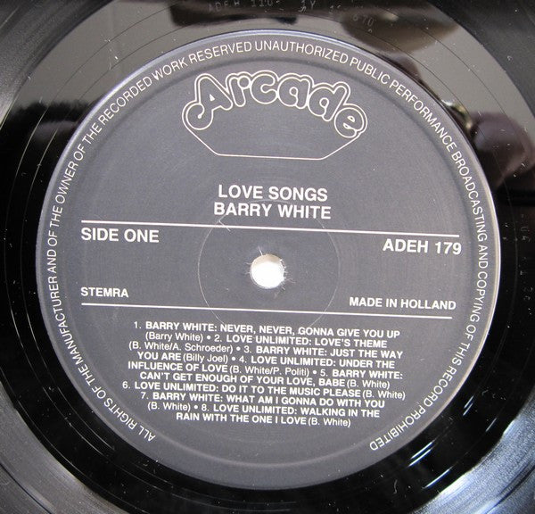 Barry White And Love Unlimited Also Featuring Love Unlimited Orchestra : Love Songs (LP, Comp, RE)