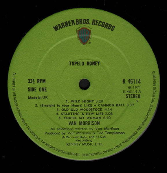 Van Morrison : Tupelo Honey (LP, Album, Gat)