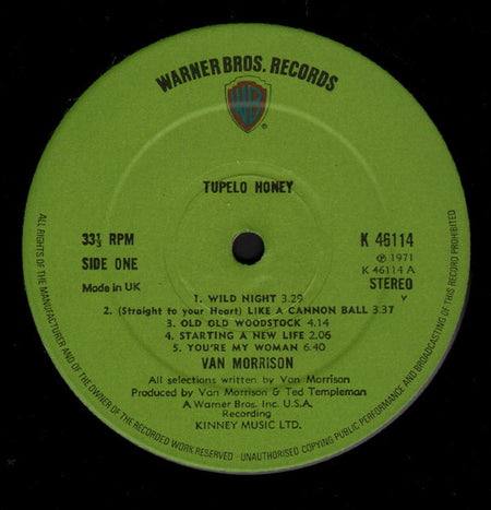 Van Morrison : Tupelo Honey (LP, Album, Gat)