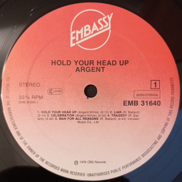 Argent : Hold Your Head Up (LP, Comp)