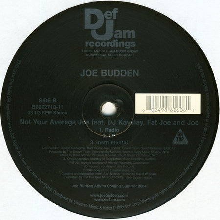 Joe Budden Feat. DJ Kay Slay, Fat Joe And Joe : Not Your Average Joe (12")