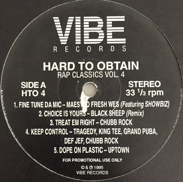 Various : Hard To Obtain Rap Classics Vol. 4 (LP, Comp, Unofficial)