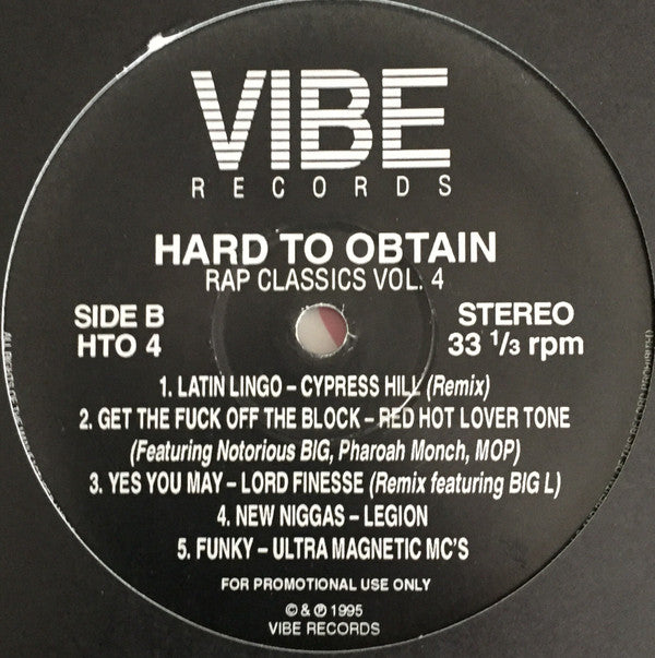 Various : Hard To Obtain Rap Classics Vol. 4 (LP, Comp, Unofficial)