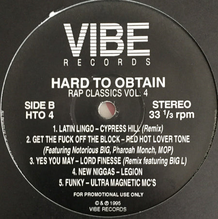 Various : Hard To Obtain Rap Classics Vol. 4 (LP, Comp, Unofficial)