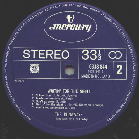 The Runaways : Waitin' For The Night (LP, Album)
