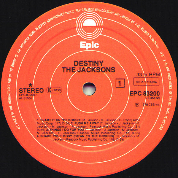 The Jacksons : Destiny (LP, Album, Gat)