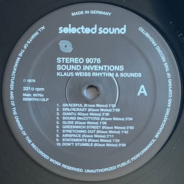 Klaus Weiss Rhythm & Sounds : Sound Inventions (LP, RE)
