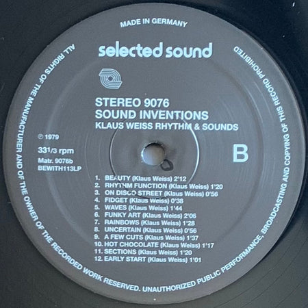 Klaus Weiss Rhythm & Sounds : Sound Inventions (LP, RE)