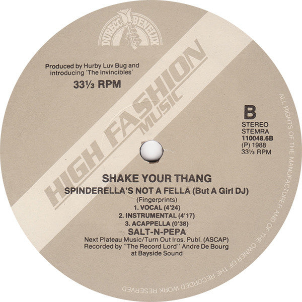 Salt 'N' Pepa : Shake Your Thang / Spinderella's Not A Fella (But A Girl DJ) (12")