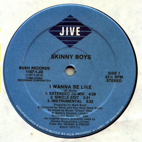 Skinny Boys : I Wanna Be Like / Get Pepped (12")