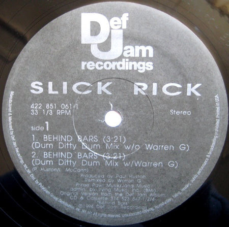 Slick Rick : Behind Bars (12", Single)