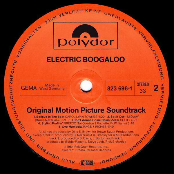 Various : Electric Boogaloo (Original Motion Picture Soundtrack) (LP, Album)