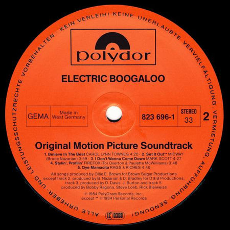 Various : Electric Boogaloo (Original Motion Picture Soundtrack) (LP, Album)