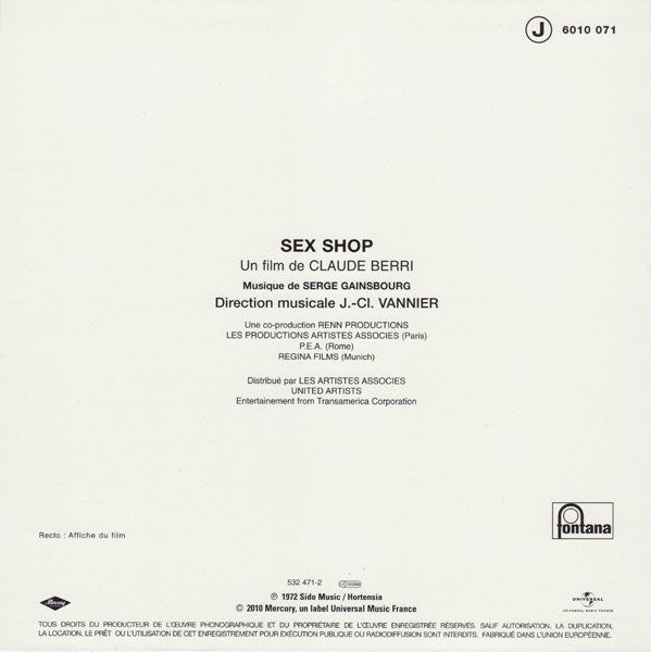 Serge Gainsbourg : Sex Shop (Bande Originale Du Film) (7", Mono, RE)