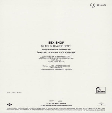 Serge Gainsbourg : Sex Shop (Bande Originale Du Film) (7", Mono, RE)