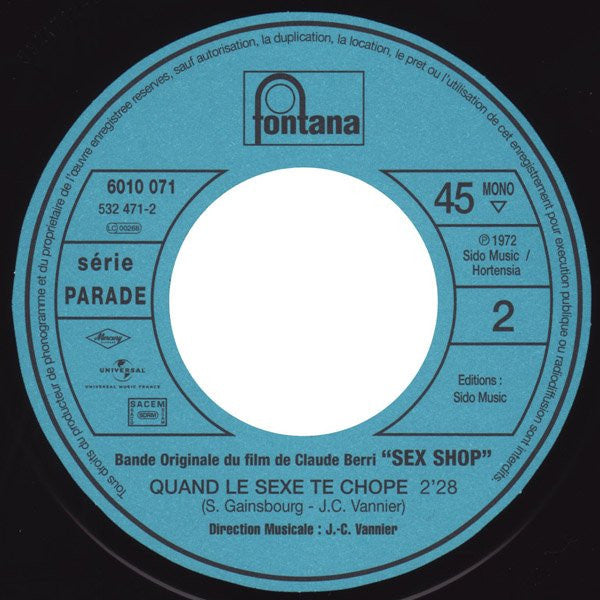 Serge Gainsbourg : Sex Shop (Bande Originale Du Film) (7", Mono, RE)