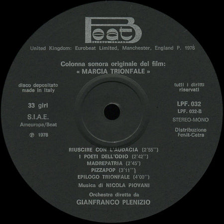 Nicola Piovani : Marcia Trionfale (Colonna Sonora Originale Del Film) (LP, Album, Ltd)