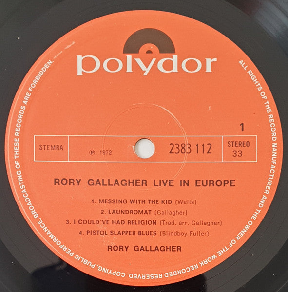 Rory Gallagher : Live! In Europe (LP, Album)