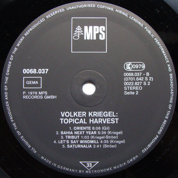 Volker Kriegel : Topical Harvest (LP, Album, RE)