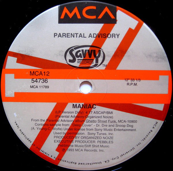 Parental Advisory : Maniac (12", Single)