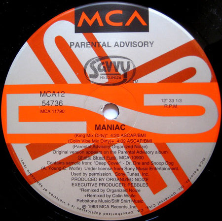 Parental Advisory : Maniac (12", Single)