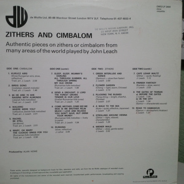John Leach : Zithers And Cimbalom (LP)