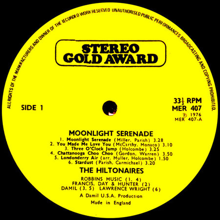 The Hiltonaires : Moonlight Serenade (LP, Album)