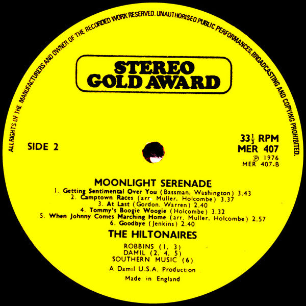 The Hiltonaires : Moonlight Serenade (LP, Album)