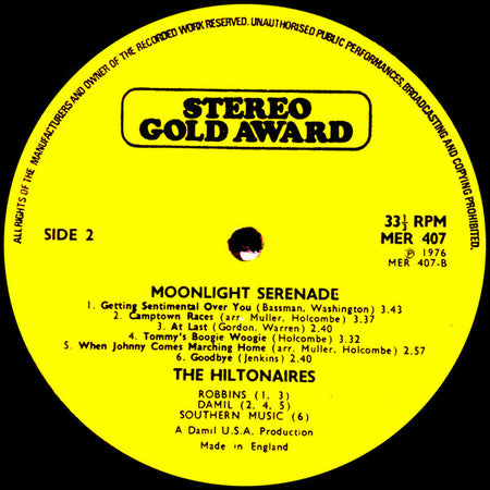 The Hiltonaires : Moonlight Serenade (LP, Album)
