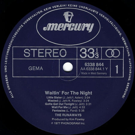 The Runaways : Waitin' For The Night (LP, Album)