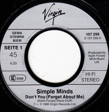Simple Minds : Don't You (Forget About Me) (7", Single)