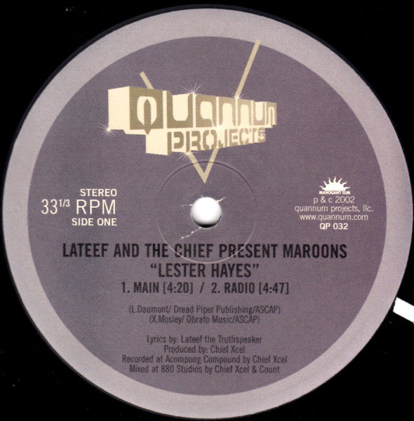Lateef* And The Chief* Present Maroons : Lester Hayes (12", Single)