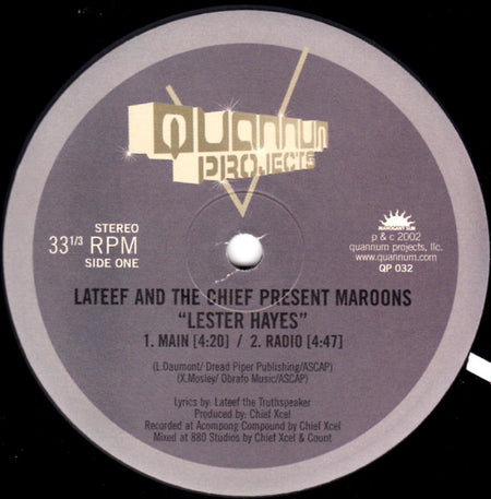 Lateef* And The Chief* Present Maroons : Lester Hayes (12", Single)
