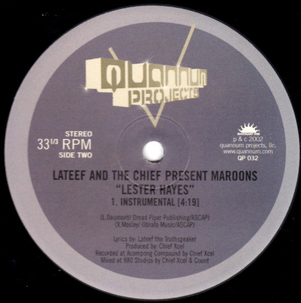 Lateef* And The Chief* Present Maroons : Lester Hayes (12", Single)