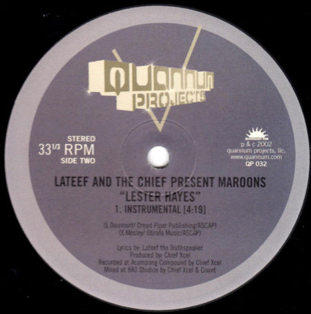 Lateef* And The Chief* Present Maroons : Lester Hayes (12", Single)