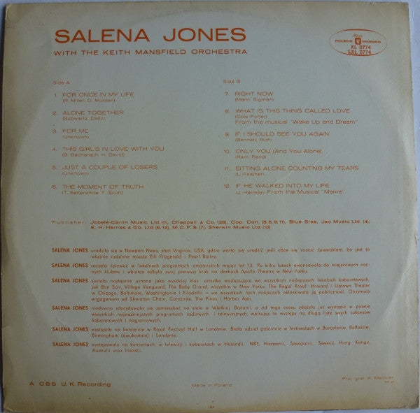 Salena Jones With The Keith Mansfield Orchestra : Salena Jones (LP, Album, Blu)
