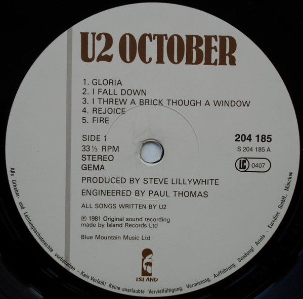 U2 : October (LP, Album)