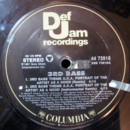 3rd Bass : 3rd Bass Theme A.K.A. Portrait Of The Artist As A Hood (12")