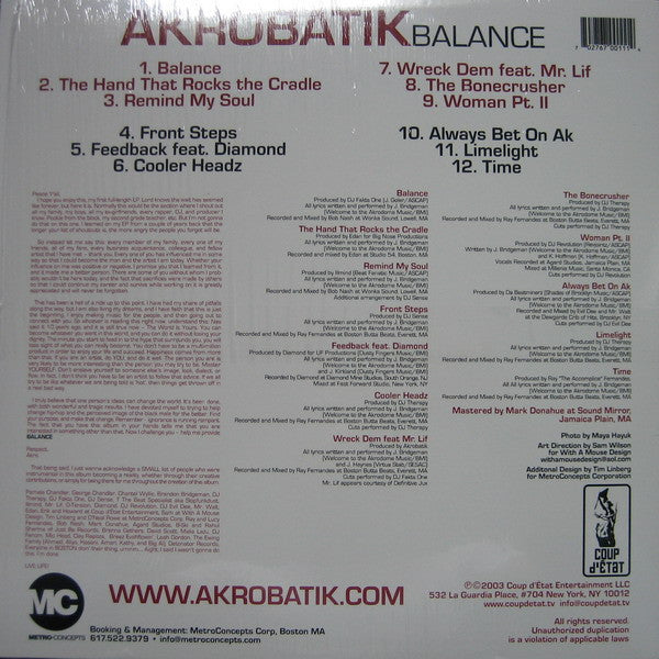 Akrobatik : Balance (2xLP, Album)