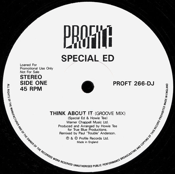 Special Ed : Think About It (Remix) (12", Promo)