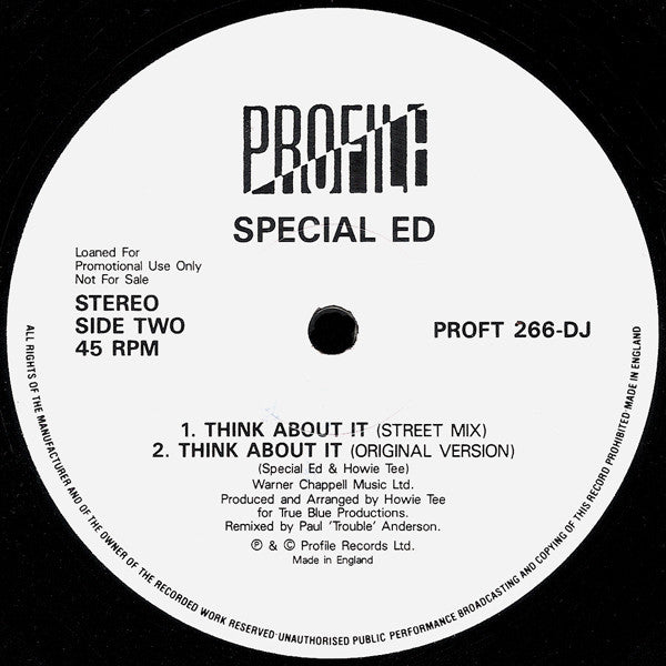 Special Ed : Think About It (Remix) (12", Promo)