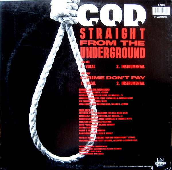 C.O.D. (4) : Straight From The Underground / Crime Don't Pay (12", Maxi)